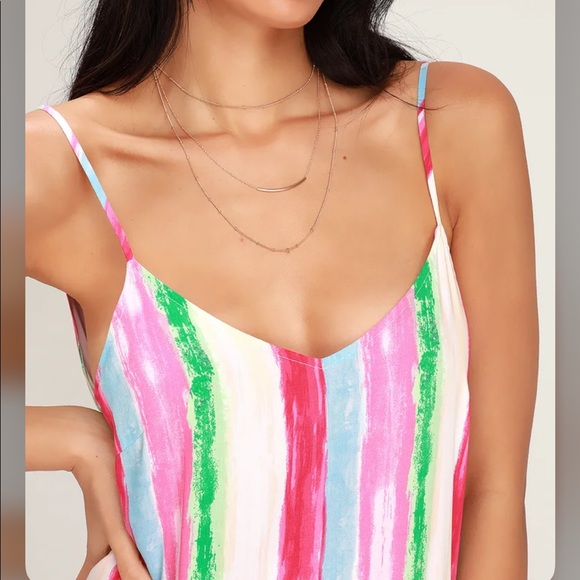 Lulu’s Brushstroke Multi Stripe High-Low Dress - Picture 4 of 10